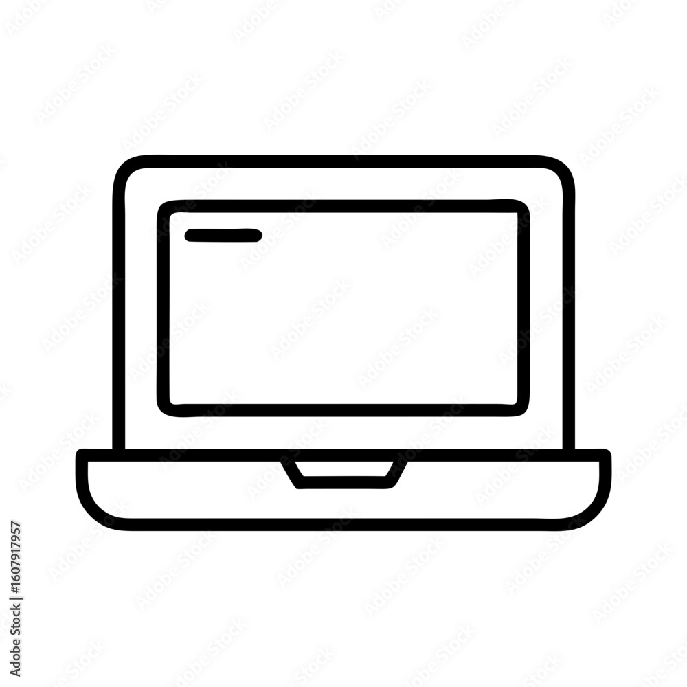 Fototapete Laptop computer vector icon for technology and business use minimalist outline graphic design 90s style