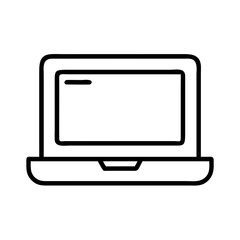 Laptop computer vector icon for technology and business use minimalist outline graphic design 90s style
