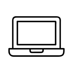 Laptop computer vector icon for technology and business use minimal outline style design element 90