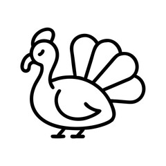 Illustration of a cute turkey drawing for thanksgiving holiday clip art and outline vector design