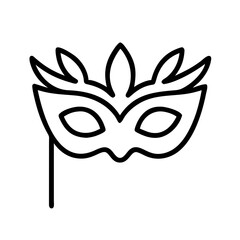 Outline masquerade mask vector icon design for carnival party costume and venetian festival event celebration