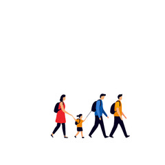vector illustration of parents take their children to school