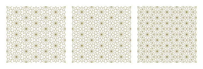 Set three seamless geometric patterns based on arabic traditional craft