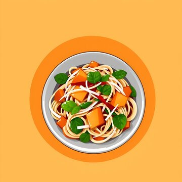 Som Tum. Thai food Papaya salad vector design on orrange background.