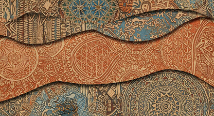 Intricate Indigenous Mandala Pattern with Earthy Tribal Motifs