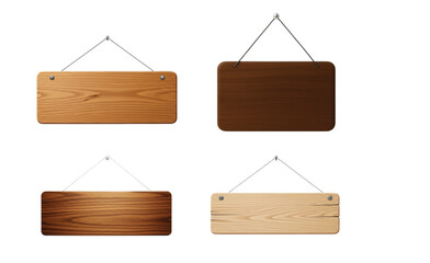 3D Render of a Rustic Wooden Hanging Signboard
