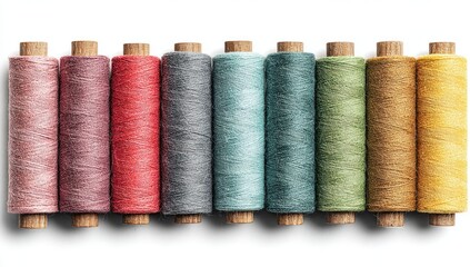 Colorful thread spools arranged in a row (1)