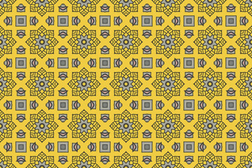 Seamless Symmetric Cloth Wallpaper Art Geometric Visual Graphic Digital Tile Fashion Fabric Texture Decoration Shape Interior Luxury Template Endless Background Textile Perspective Design Pattern.