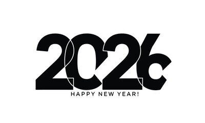 Vector Illustration Of Artistic 2026 Typography With Line Effects, Suitable For Unique Greeting Cards, Branding, And Promotional Visuals