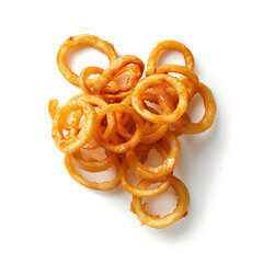 Crispy Golden Onion Rings Isolated on White Background