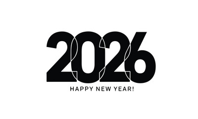 Vector Illustration Of 2026 Happy New Year Typography Design, Suitable For Greeting Cards, Posters, And Social Media Templates