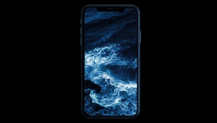 Smartphone displaying a dark blue ocean scene