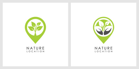 nature leaf location logo vector design