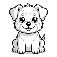 Obraz premium Adorable white puppy with big eyes and happy smile animal cute