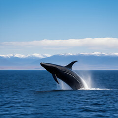 Fototapeta premium photo of fin whale in its natural habitat.