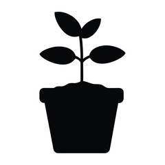 Plant in pot vector illustration seedling growing in flowerpot gardening and houseplant icon
