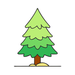 Evergreen tree illustration for christmas holiday season vector art graphic design element, simple style