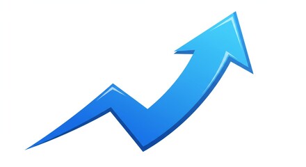 A vibrant blue arrow pointing upward against a white background, emphasizing growth and progress with smooth curves and sharp points.