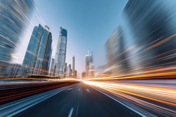 Obraz premium Fast-paced city highway at dawn