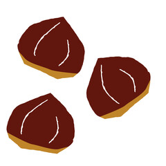 和栗が３つ並んだシンプルでかわいいイラスト
