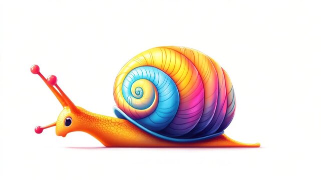 Colorful Cartoon Snails Animation Sequence on White Background for Children's Content