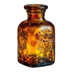Vintage Amber Glass Bottle with Herbal Oil on Marble --v 7.0 --s 250