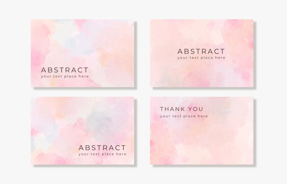 multipurpose card set abstract peach pink pastel watercolor background.