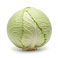 Fototapeta premium cabbage leaves with water droplets, Isolated objects, white background 