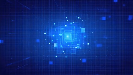 Obraz premium Abstract digital grid with glowing center