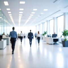 Blurred view of office hallway