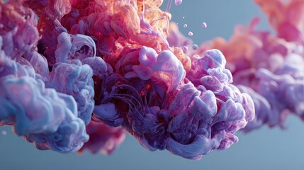 Fototapeta premium Colorful smoke swirls create a vibrant, abstract cloud on a light background. Perfect for backgrounds, design elements, or anything that needs a splash of color.