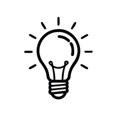 Simple Light Bulb Icon Vector Isolated on White Background