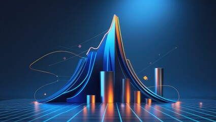 Obraz premium Abstract graphic design of a 3d chart with glowing shapes.
