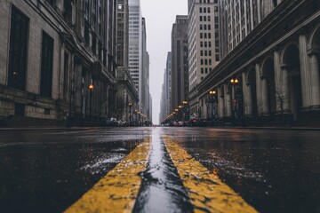 Urban street on a rainy day