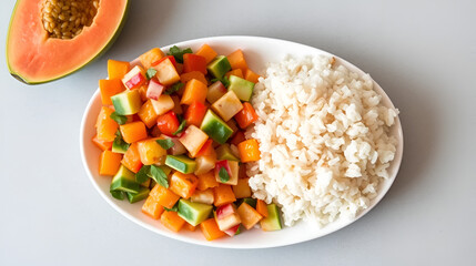 papaya salad and rice