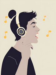 Earworm rhythm, person tapping fingers to repetitive beat, flat design illustration