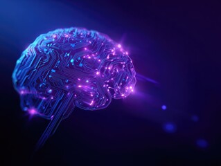 A futuristic brain with circuits