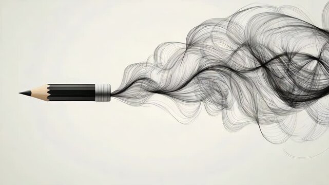 Creative Pencil Drawing Animation: Abstract Lines and Artistic Smoke Effect Motion Graphics