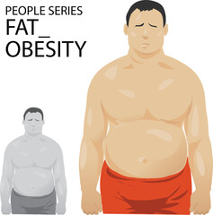 Fototapeta premium vector illustration man had fat conditions or obesity