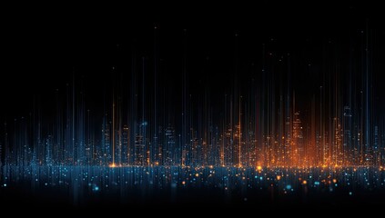 Futuristic city skyline, abstract digital art