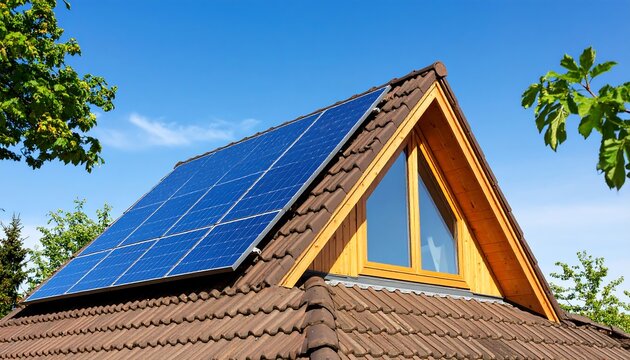 Solar panels on a pitched roof