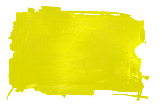 Vibrant abstract composition with layers of yellow ink from paint roller marks, isolated on transparent backdrop, distressed frame, artistic brush stroke
