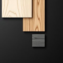 laminate material samples on dark black background