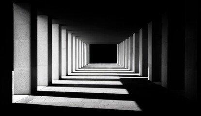Naklejka premium Empty, sunlit colonnade