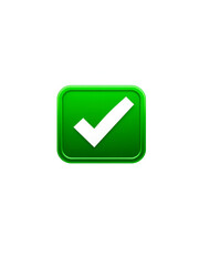 green check mark icon - white tick inside green box, approval symbol, confirmation sign, success indicator, correct choice, verified icon, positive feedback, accepted status, validation graphic