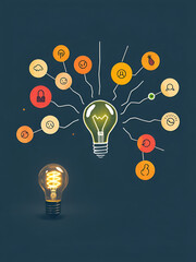 Brainstorming concept with a light bulb