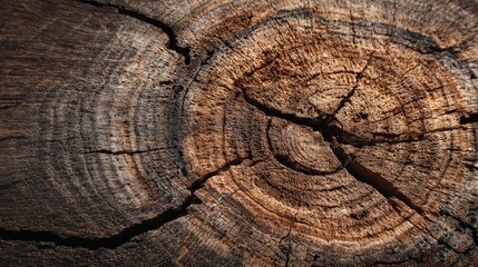 Fototapeta premium A detailed close up shows the rough texture of a tree stump's growth rings. Use this image for natural backgrounds and textures for design elements.