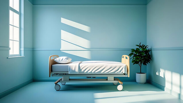 Empty Hospital Room With Bed And Window Light