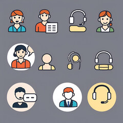 Customer service icon set. Containing customer satisfied, assistance, experience, feedback, operator and technical support icons. Solid icon collection.