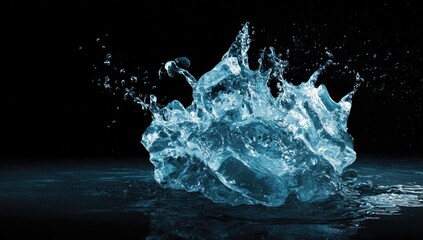 Splash of water on dark surface